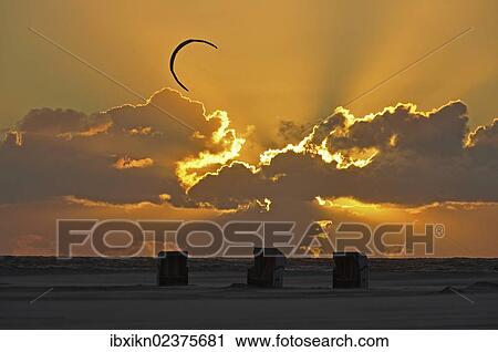 Stock Image - "Sunset, Amrum island, North Sea, Schleswig-Holstein, Germany, Europe". Fotosearch