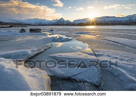 "Sunset at Vatnfjorden, Nordpollen, Lofoten, Norway, Europe" View Large Photo Image Stock Photo - "Sunset at Vatnfjorden, Nordpollen, Lofoten, Norway, Europe". Fotosearch