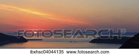 "Sunset, Caldera, panorama view, Santorini, Cyclades, Aegean Sea, Greece, Europe" View Large Photo Image Stock Photography - "Sunset, Caldera, panorama view, Santorini, Cyclades, Aegean Sea, Greece, Europe". Fotosearch
