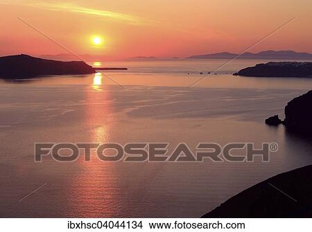 "Sunset, Caldera, Santorini, Cyclades, Aegean Sea, Greece, Europe" View Large Photo Image Picture - "Sunset, Caldera, Santorini, Cyclades, Aegean Sea, Greece, Europe". Fotosearch