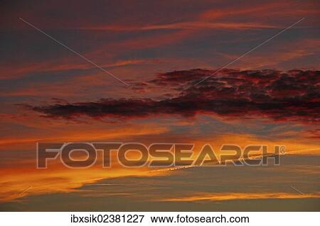 "Sunset, evening mood, clouds in the sky, Upper Swabia, Germany, Europe" View Large Photo Image Stock Photo - "Sunset, evening mood, clouds in the sky, Upper Swabia, Germany, Europe". Fotosearch