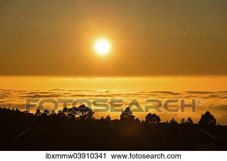 Stock Image - "Sunset, La Palma, Canary Islands, Spain, Europe". Fotosearch