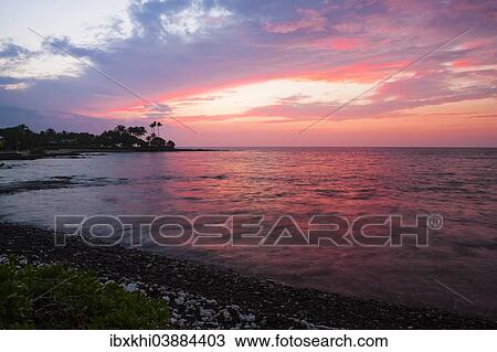 Stock Image - "Sunset on the Kohala Coast, Big Island, Hawaii, United States, North America". Fotosearch