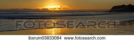 Picture - "Sunset on the Pacific coast at Cambria, California, United States, North America". Fotosearch