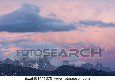 "Sunset over the Pale di San Martino mountain range, Dolomites range, South Tyrol, Italy, Europe" View Large Photo Image Stock Image - "Sunset over the Pale di San Martino mountain range, Dolomites range, South Tyrol, Italy, Europe". Fotosearch