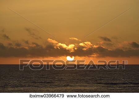 Stock Photo - "Sunset over the sea in El Golfo, Lanzarote, Canary Islands, Spain, Europe". Fotosearch