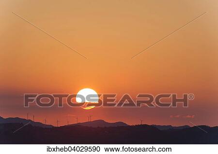 "Sunset, wind turbines, Stazione di Enna, Sicily, Italy, Europe" View Large Photo Image Stock Image - "Sunset, wind turbines, Stazione di Enna, Sicily, Italy, Europe". Fotosearch