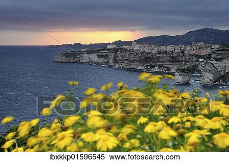 Stock Photography - "Sunset with a view towards Bonifacio in southern Corsica, France, Europe". Fotosearch