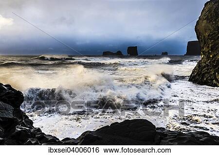 "Surf, with dramatic cloudy sky, Vik, Iceland, Europe" View Large Photo Image Stock Photograph - "Surf, with dramatic cloudy sky, Vik, Iceland, Europe". Fotosearch