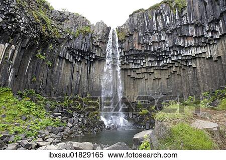 "Svartifoss waterfall, water rushing over rocks, basalt columns, Skaftafell National Park, now Vatnajoekull National Park, Island, Iceland, Scandinavia, Northern Europe, Europe" View Large Photo Image Stock Photography - "Svartifoss waterfall, water rushing over rocks, basalt columns, Skaftafell National Park, now Vatnajoekull National Park, Island, Iceland, Scandinavia, Northern Europe, Europe". Fotosearch