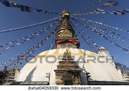"Swayambhunath Stupa, prayer flags, Kathmandu, UNESCO World Heritage Site, Nepal, Asia" View Large Photo Image Stock Image - "Swayambhunath Stupa, prayer flags, Kathmandu, UNESCO World Heritage Site, Nepal, Asia". Fotosearch