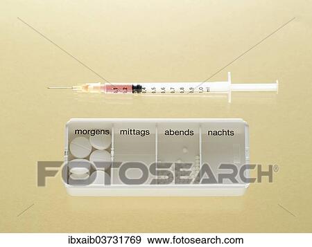 "Syringe, tablet dispenser, tablets and globules, various forms of treatment" View Large Photo Image Stock Photo - "Syringe, tablet dispenser, tablets and globules, various forms of treatment". Fotosearch