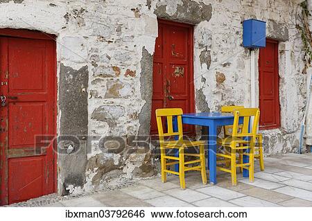"Table and chairs in a lane, old town, Bodrum, Mugla Province, Aegean Region, Turkey Province" View Large Photo Image Stock Photograph - "Table and chairs in a lane, old town, Bodrum, Mugla Province, Aegean Region, Turkey Province". Fotosearch