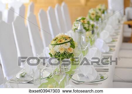 Table decoration of a wedding table View Large Photo Image Stock Image - Table decoration of a wedding table. Fotosearch