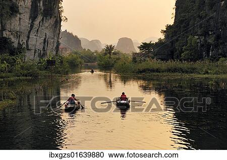 Stock Image - "Tam Coc region near Ninh Binh, dry Halong Bay, Vietnam, Southeast Asia, Asia". Fotosearch
