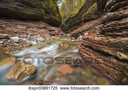 Stock Photography - "Tauglbach or Taugl River, Taugl River Gorge, Tennengau region, Salzburg State, Austria, Europe". Fotosearch