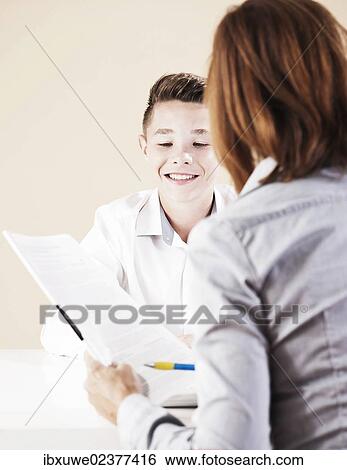 Teenager at a job interview View Large Photo Image Stock Photograph - Teenager at a job interview. Fotosearch