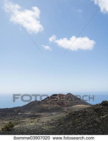 Stock Image - "Teneguia Volcano, volcanic landscape, Monumento Natural de Los Volcanos de Teneguia Park, Fuencaliente, La Palma, Canary Islands, Spain, Europe". Fotosearch