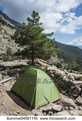 "Tent on the hiking trail GR20 on the river Golo, Corsica, France, Europe" View Large Photo Image Stock Photography - "Tent on the hiking trail GR20 on the river Golo, Corsica, France, Europe". Fotosearch