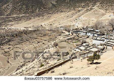 "Terraced fields at the village of Samar, Upper Mustang, Lo, Nepal, Asia" View Large Photo Image Stock Photograph - "Terraced fields at the village of Samar, Upper Mustang, Lo, Nepal, Asia". Fotosearch