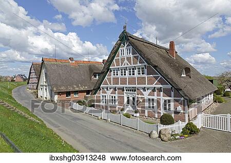 "Thatched houses, Hogendiekbruck, Altes Land region, Lower Saxony, Germany, Europe" View Large Photo Image Stock Photo - "Thatched houses, Hogendiekbruck, Altes Land region, Lower Saxony, Germany, Europe". Fotosearch