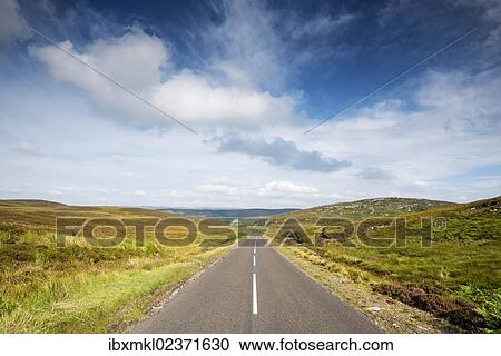 Stock Image - "The A836 at Achnabourin, Sutherland, Scotland, Great Britain, Europe". Fotosearch