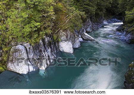 Stock Image - "The Blue Pools, Makarora, Otago Region, New Zealand, Oceania". Fotosearch