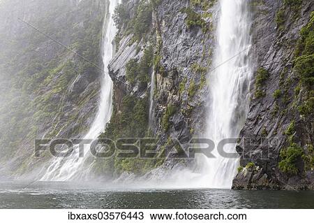 "The Fairy Falls in Milford Sound, Fiordland National Park, Southland Region, New Zealand, Oceania" View Large Photo Image Stock Image - "The Fairy Falls in Milford Sound, Fiordland National Park, Southland Region, New Zealand, Oceania". Fotosearch