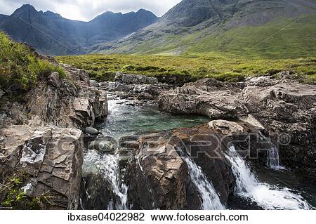 "The Fairy Pools in Glen Brittle with Cuillin Hills behind, Isle of Skye, Scotland, United Kingdom, Europe" View Large Photo Image Stock Image - "The Fairy Pools in Glen Brittle with Cuillin Hills behind, Isle of Skye, Scotland, United Kingdom, Europe". Fotosearch