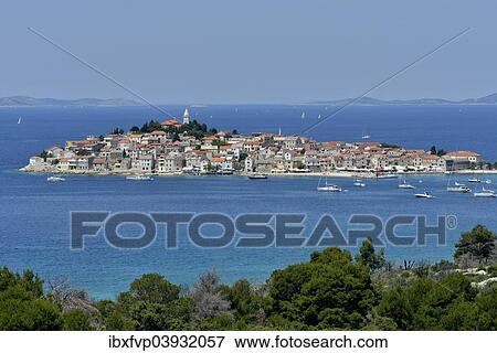 "The historic centre of Primosten, Adriatic Sea, Sibenik-Knin, Dalmatia, Croatia, Europe" View Large Photo Image Stock Photo - "The historic centre of Primosten, Adriatic Sea, Sibenik-Knin, Dalmatia, Croatia, Europe". Fotosearch
