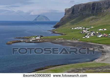"The Hvalba settlement, Hvalbiarfjorour, the uninhabited island of Litla Dimun at the back, Suouroy, Faroe Islands, Denmark, Europe" View Large Photo Image Stock Image - "The Hvalba settlement, Hvalbiarfjorour, the uninhabited island of Litla Dimun at the back, Suouroy, Faroe Islands, Denmark, Europe". Fotosearch