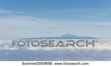 Stock Photo - "The island of Tenerife with the snow-capped Mount Teide, from La Palma, Canary Islands, Spain, Europe". Fotosearch