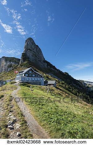 "The mountain inn on the Staubern, Staubernkanzel mountain, 1860m, at the back, canton of Appenzell Inner-Rhodes, Switzerland, Europe" View Large Photo Image Stock Photo - "The mountain inn on the Staubern, Staubernkanzel mountain, 1860m, at the back, canton of Appenzell Inner-Rhodes, Switzerland, Europe". Fotosearch