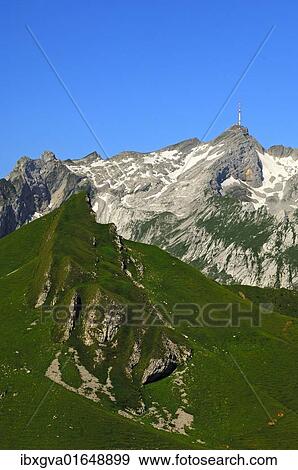 Stock Photo - "The Saentis summit, Alpstein mountain range, canton of Appenzell Innerrhoden, Appenzell Inner Rhodes, Switzerland, Europe". Fotosearch