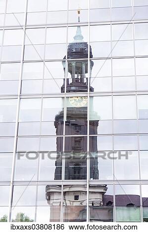 "The St. Michaelis Church reflected in a glass facade, Hamburg, Germany, Europe" View Large Photo Image Stock Photograph - "The St. Michaelis Church reflected in a glass facade, Hamburg, Germany, Europe". Fotosearch