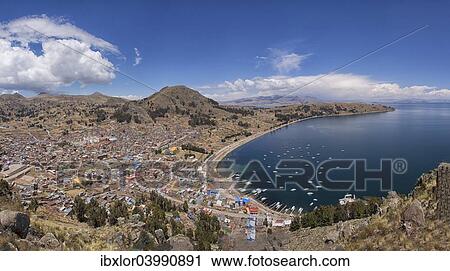 "The town of Copacabana with its bay, lake Titicaca, Laz Paz, Bolivia, South America" View Large Photo Image Stock Image - "The town of Copacabana with its bay, lake Titicaca, Laz Paz, Bolivia, South America". Fotosearch