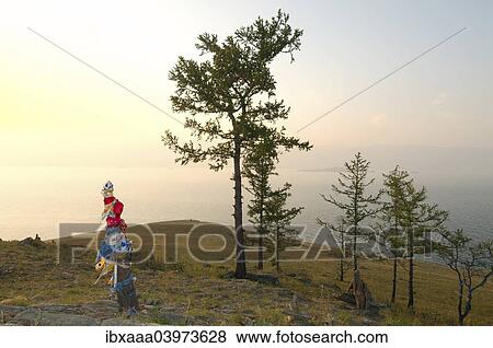 Stock Photo - "The Tree of Wishes, Ogoy island, Lake Baikal, Siberia, Russia, Europe". Fotosearch