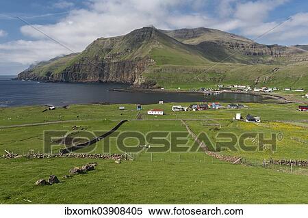 Stock Photography - "The village of Famjin, west coast of Suouroy, Faroe Islands, Denmark, Europe". Fotosearch