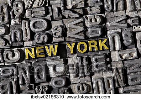 "The word """"New York"""", made of old lead type" View Large Photo Image Stock Image - "The word """"New York"""", made of old lead type". Fotosearch