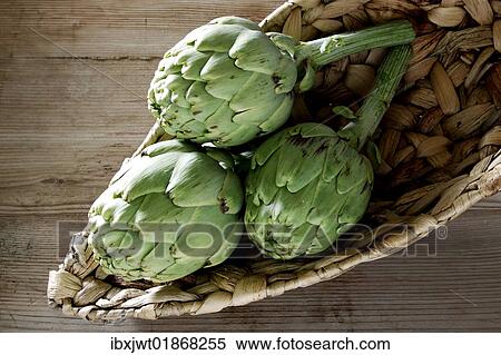 Three artichokes (Cynara cardunculus) in a basket View Large Photo Image Stock Photography - Three artichokes (Cynara cardunculus) in a basket. Fotosearch