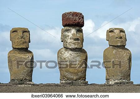 "Three Moai statues, Rano Raraku, Easter Island, Chile, South America" View Large Photo Image Stock Photograph - "Three Moai statues, Rano Raraku, Easter Island, Chile, South America". Fotosearch