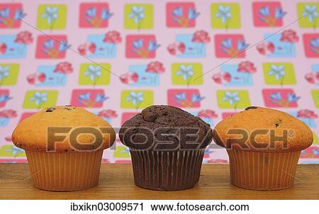 Three muffins View Large Photo Image Stock Image - Three muffins. Fotosearch