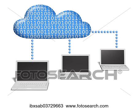 "Three notebooks connected to a cloud which is filled with binary code, conceptual image for cloud computing, networking, IT infrastructure, 3D illustration" View Large Photo Image Stock Image - "Three notebooks connected to a cloud which is filled with binary code, conceptual image for cloud computing, networking, IT infrastructure, 3D illustration". Fotosearch