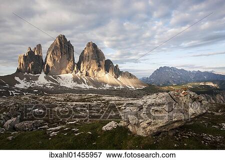 "Three Peaks, Alto Adige, Italy, Europe" View Large Photo Image Stock Photo - "Three Peaks, Alto Adige, Italy, Europe". Fotosearch