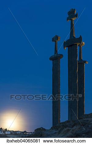 "Three Swords monument at Hafrsfjord, Stavanger, Rogaland, Norway, Europe" View Large Photo Image Stock Image - "Three Swords monument at Hafrsfjord, Stavanger, Rogaland, Norway, Europe". Fotosearch