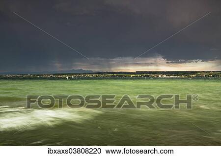 "Thunderstorm and high waves at the Horn outdoor pool, rainbow over Lake Constance, Konstanz, Baden-Wurttemberg, Germany, Europe" View Large Photo Image Stock Image - "Thunderstorm and high waves at the Horn outdoor pool, rainbow over Lake Constance, Konstanz, Baden-Wurttemberg, Germany, Europe". Fotosearch