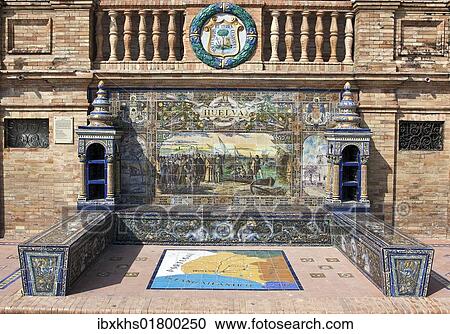 "Tile mosaic of a Spanish province, Plaza de Espana, Seville, Spain, Europe" View Large Photo Image Stock Image - "Tile mosaic of a Spanish province, Plaza de Espana, Seville, Spain, Europe". Fotosearch