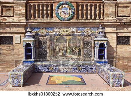 "Tile mosaic of a Spanish province, Plaza de Espana, Seville, Spain, Europe" View Large Photo Image Stock Image - "Tile mosaic of a Spanish province, Plaza de Espana, Seville, Spain, Europe". Fotosearch