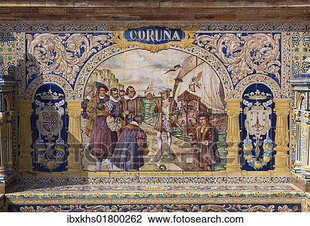 "Tile mosaic of a Spanish province, Plaza de Espana, Seville, Spain, Europe" View Large Photo Image Stock Image - "Tile mosaic of a Spanish province, Plaza de Espana, Seville, Spain, Europe". Fotosearch