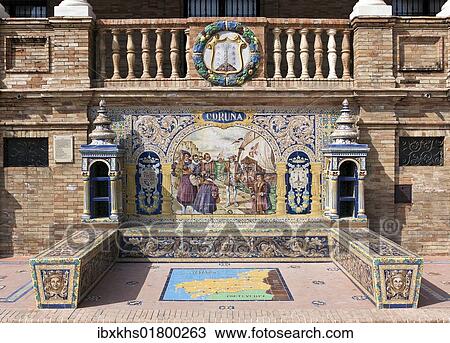 "Tile mosaic of a Spanish province, Plaza de Espana, Seville, Spain, Europe" View Large Photo Image Stock Image - "Tile mosaic of a Spanish province, Plaza de Espana, Seville, Spain, Europe". Fotosearch